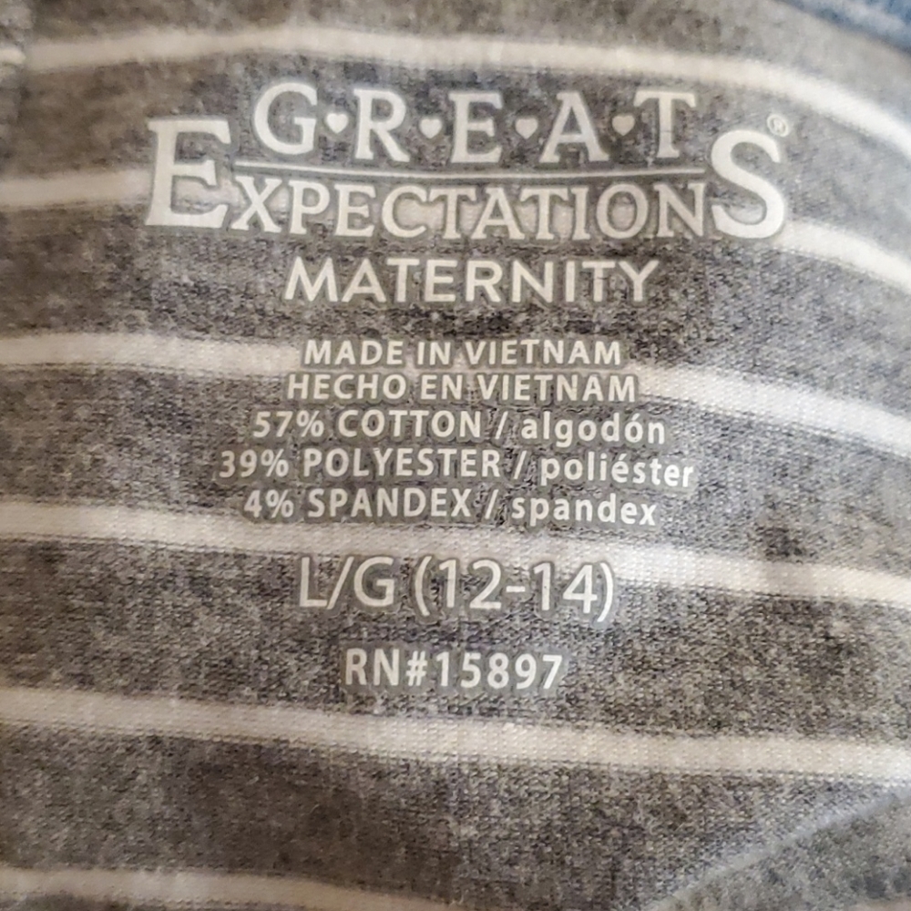 Great Expectations grey & white striped dress Large 12/14 - Picture 7 of 13